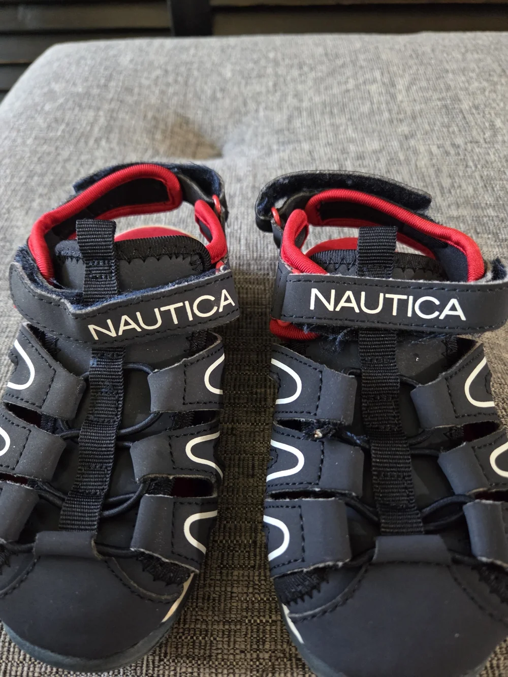 NAUTICA Toddler Boys Black Red Velcro Close Sandals Size 9 Close-Toe